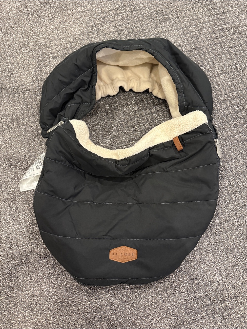 JJ Cole Black Stroller Footmuff with Cream Sherpa Lining